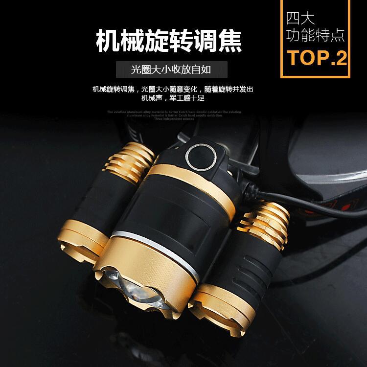 Outdoor T6 Lithium Battery Major Headlamp High Power Waterproof Aluminum Alloy Fishing Hunting Rechargeable Headlight