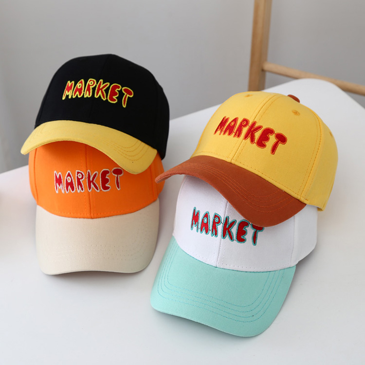 Manufacturer Children &#039;S Popular Pure Cotton Embroidery Color Matching Adjustable Outdoor UV-Proof Sports Cap