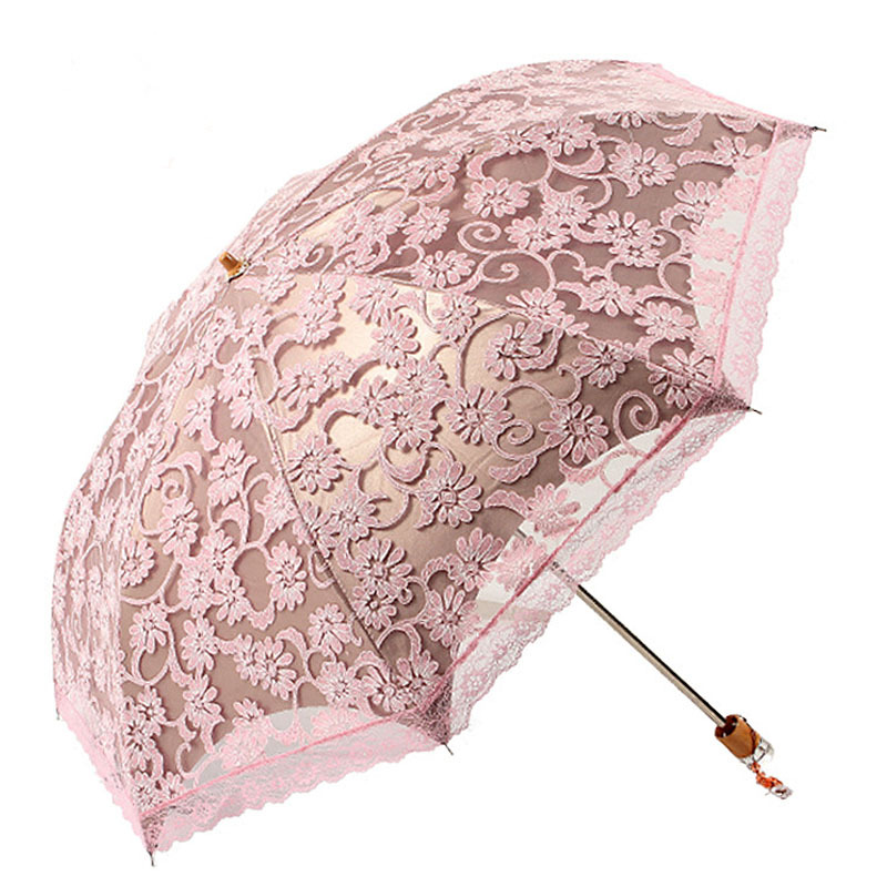 Aurora Umbrella Mixed Wholesale Creative Umbrella H3206 Two Fold Sun Umbrella Lace Black Glue UV-Proof Sun Umbrella