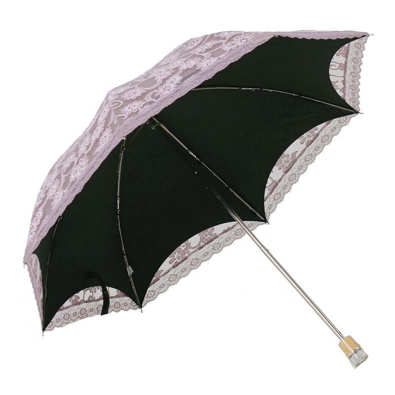 Aurora Umbrella Mixed Wholesale Creative Umbrella H3206 Two Fold Sun Umbrella Lace Black Glue UV-Proof Sun Umbrella