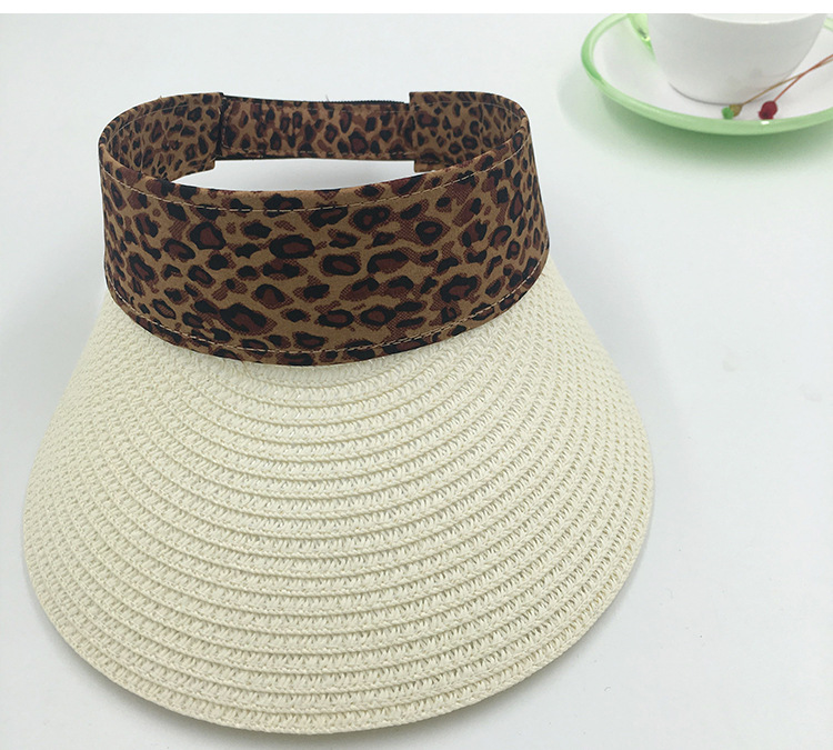 Leopard Print Hat Summer Foldable Visor Too Brim Sun-Proof Straw Hat Trendy Sun-Proof UV-Proof Beach Hat Wholesale