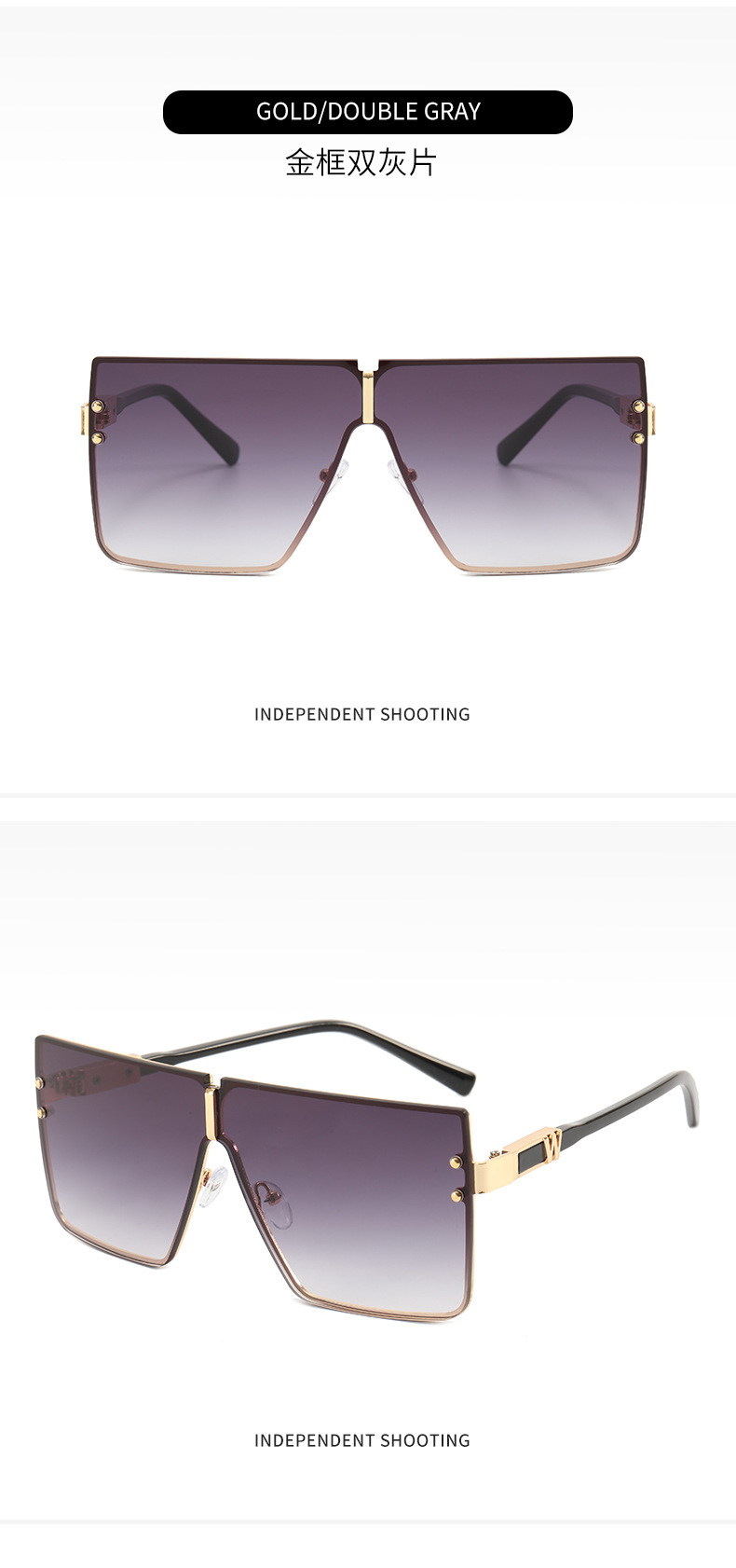2022 Foreign Trade New Large Frame One-Piece Sun Glasses W Letter Sunglasses Men's Fashion UV-Proof Sunglasses