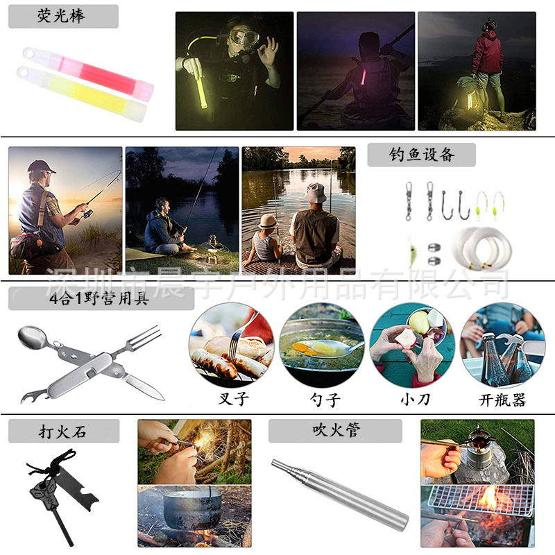 Outdoor Supplies Survival Tool Combination Set Multifunctional Camping Travel Equipment Field EDC Emergency Combat Bag Outdoor Supplies Survival Tool Combination Set Multifunctional Camping Travel Equipment Field EDC Emergency Combat Bag