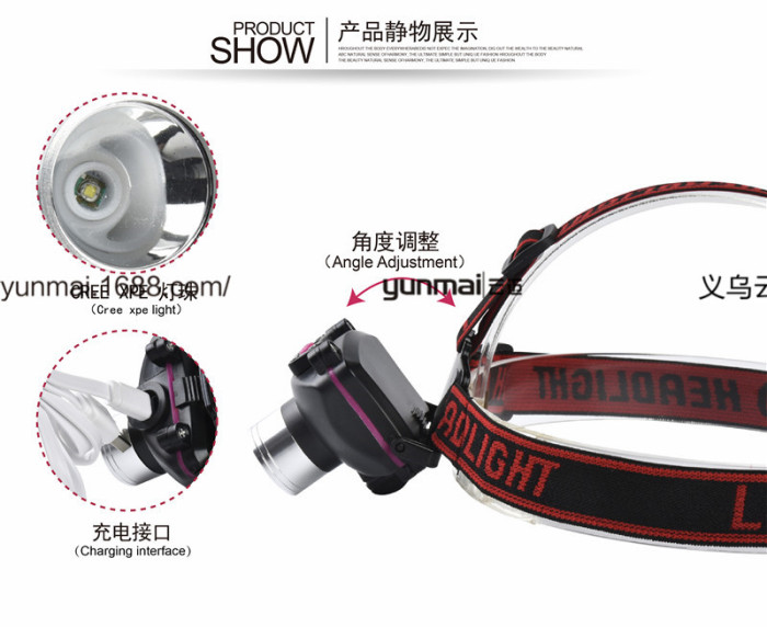 Wholesale LED outdoor light headlamp built-in battery USB function portable lamp headlamp hunting Wholesale LED outdoor light headlamp built-in battery USB function portable lamp headlamp hunting
