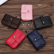 Retro Oil Wax Skin Car Key Case Foreign Trade Genuine Leather Double Zipper Multifunctional Car Key Case European and American Key Bag