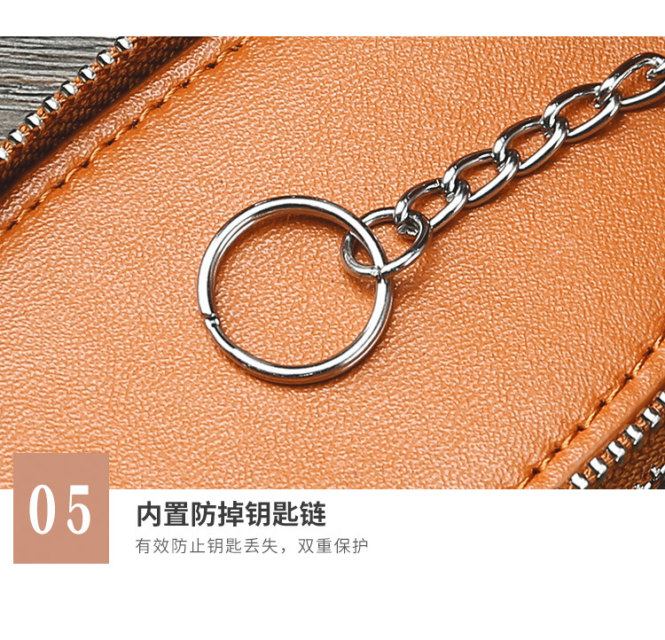 Retro Oil Wax Skin Car Key Case Foreign Trade Genuine Leather Double Zipper Multifunctional Car Key Case European and American Key Bag