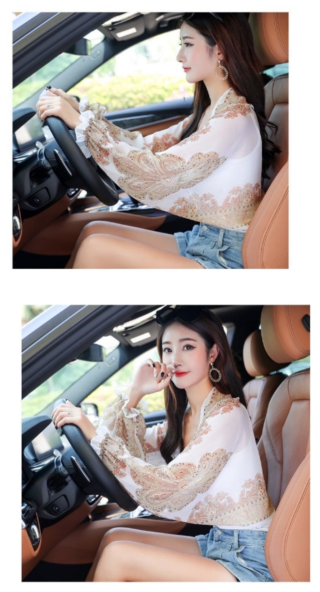 Spring and summer New Chiffon Suntan Capes outdoor Cycling Cashew printed UV-proof sleeve wholesale women hair Spring and summer New Chiffon Suntan Capes outdoor Cycling Cashew printed UV-proof sleeve wholesale women hair