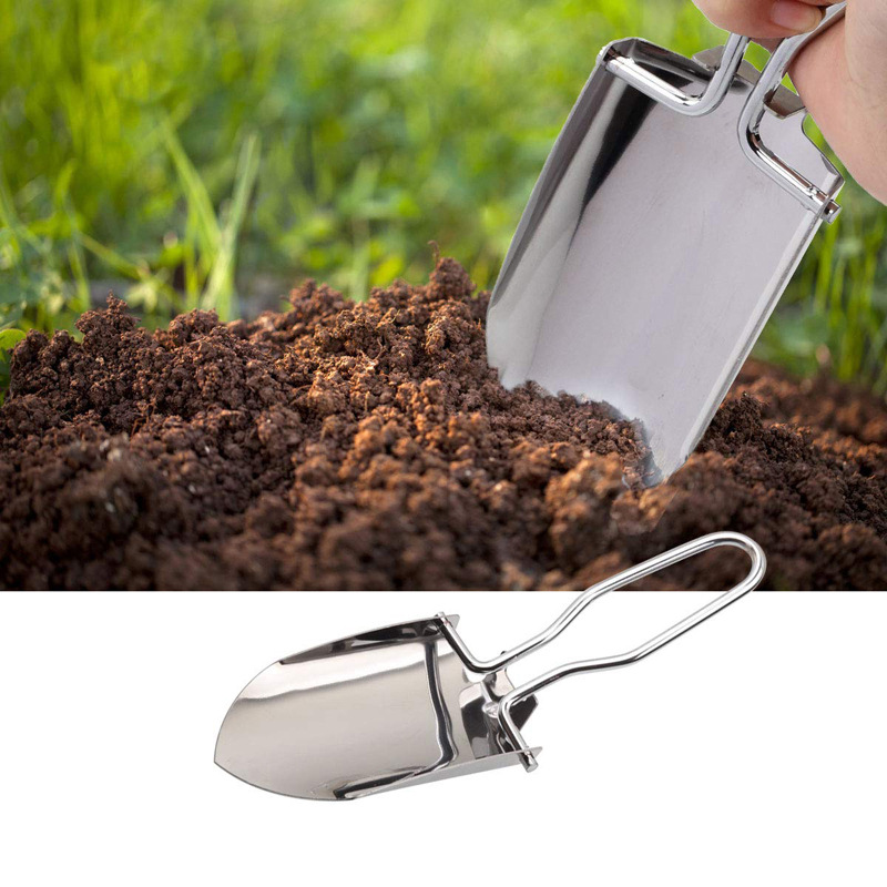 Amazon Folding Garden Shovel Stainless Steel Shovel Gardening Folding Shovel Garden Tools Ice Scoop Garden Shovel