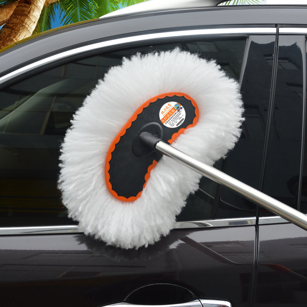 Car Mop Car Wash Wax Brush Long Handle Telescopic Cotton Soft Brush Mop Cleaning Car Dust Removal Soft Duster Tool Special