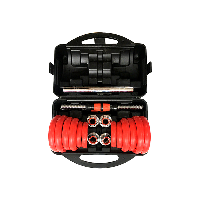 20kg Dumbbell Barbell Dual-Purpose Set Boxed Electroplating Dumbbells Barbell Weightlifting Bench Press Sports