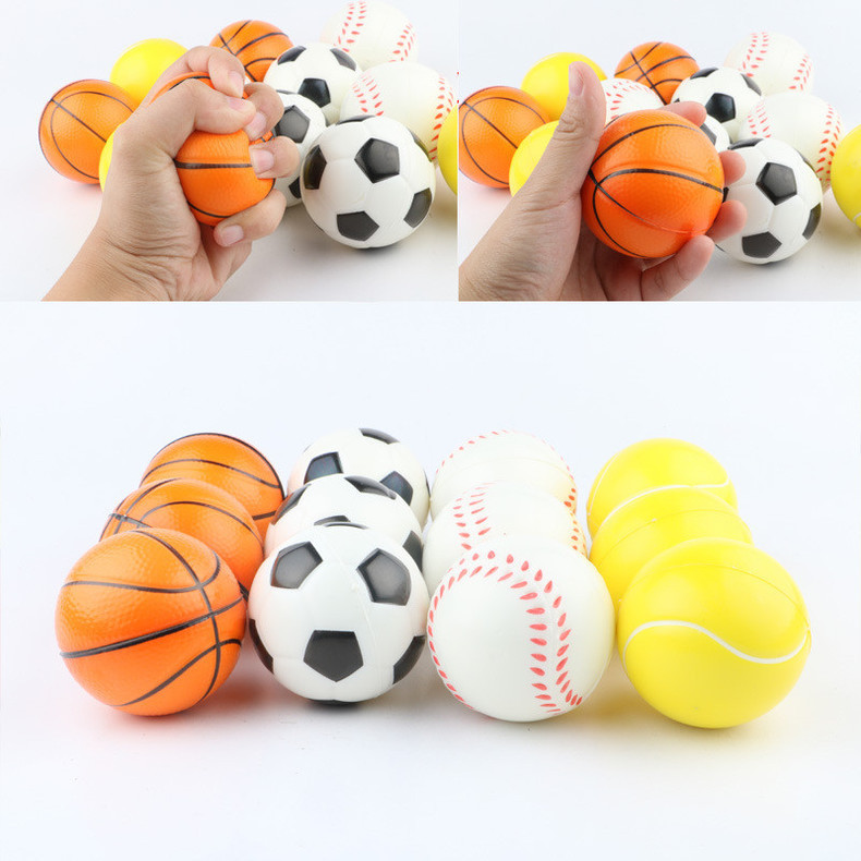 PU Foam Sponge Ball Solid Ball Football Basketball Tennis Baseball Wrist Training Ball Toy Elastic Ball