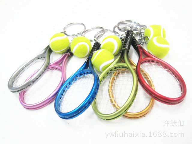 Tennis Key Chain Pendant Wholesale Sporting Goods Tennis Key Ring Simulation Tennis Key Ring Factory Custom