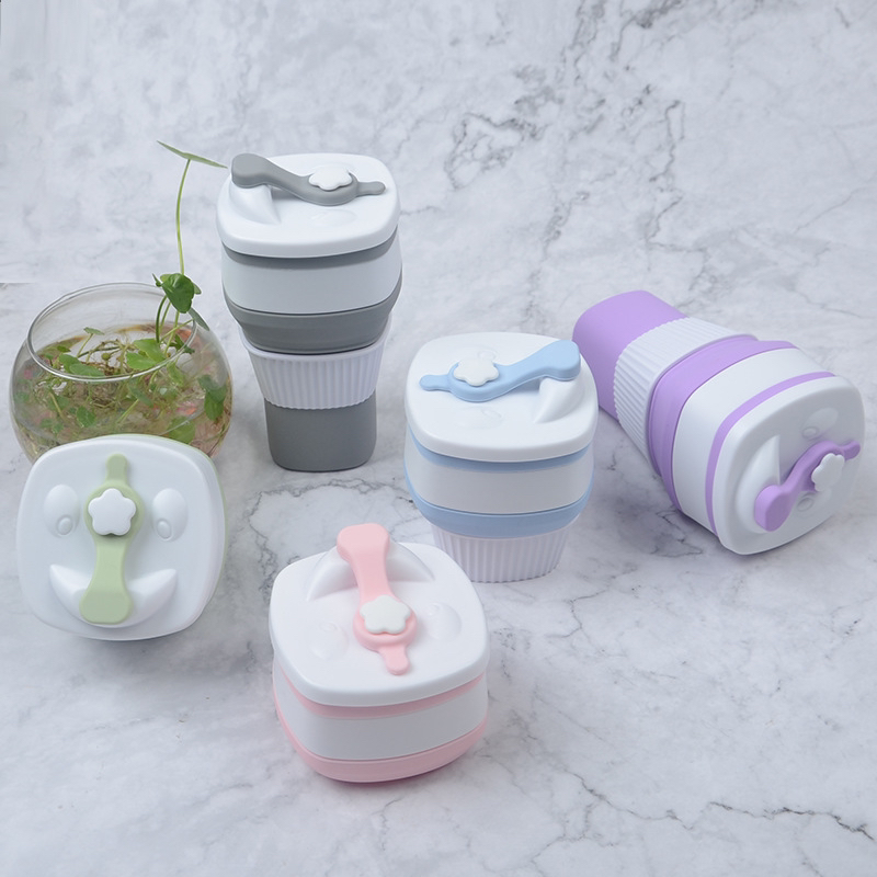 New Product Creative Square Silicone Coffee Cup Outdoor Travel Stool Folding Coffee Cup Sports Cup Custom Lo