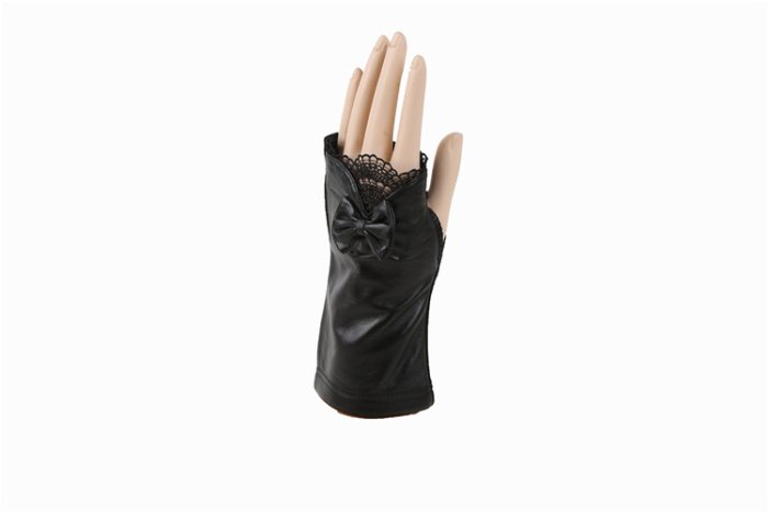 Tiger king 2017 new women's lace sheepskin fashion half-finger gloves
