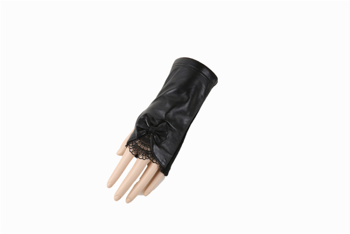 Tiger king 2017 new women's lace sheepskin fashion half-finger gloves