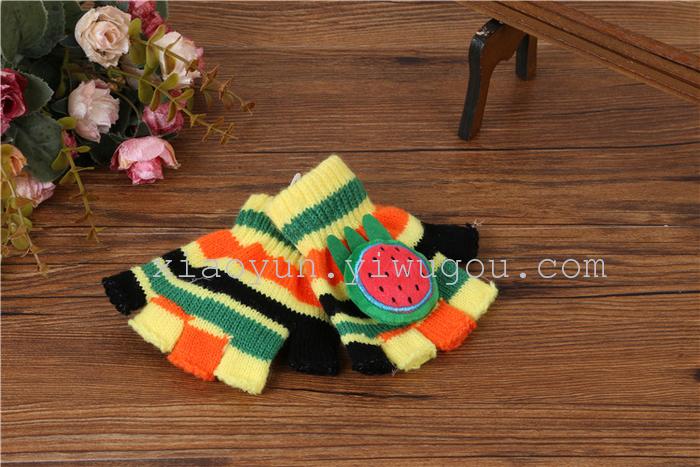 Children's cartoon cute half-finger gloves Colorful five-finger office gloves Children's cartoon cute half-finger gloves Colorful five-finger office gloves