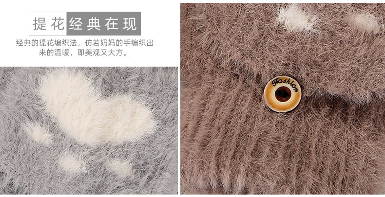 New Women's Winter Fleece-Lined Warm Gloves Flip Gloves Cartoon Cute Touch Screen Open Finger Half-Finger Riding Gloves