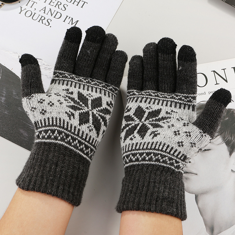 New Women's Winter Fleece-Lined Warm Gloves Flip Gloves Cartoon Cute Touch Screen Open Finger Half-Finger Riding Gloves
