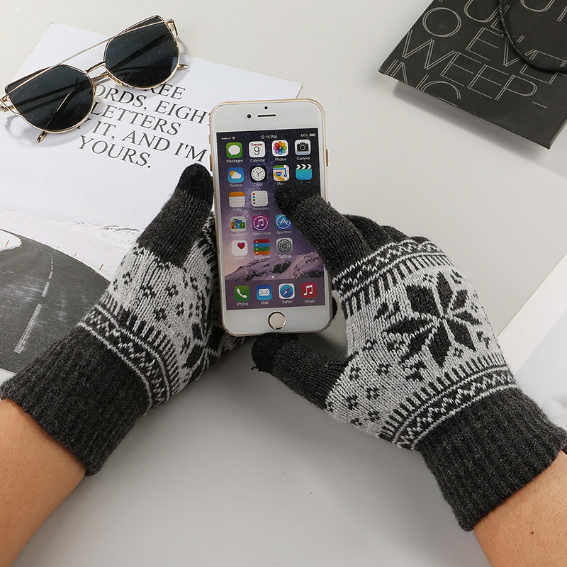 New Women's Winter Fleece-Lined Warm Gloves Flip Gloves Cartoon Cute Touch Screen Open Finger Half-Finger Riding Gloves