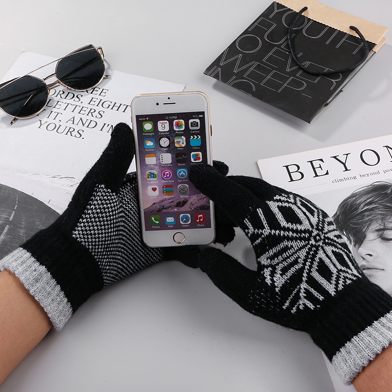 New Women's Winter Fleece-Lined Warm Gloves Flip Gloves Cartoon Cute Touch Screen Open Finger Half-Finger Riding Gloves