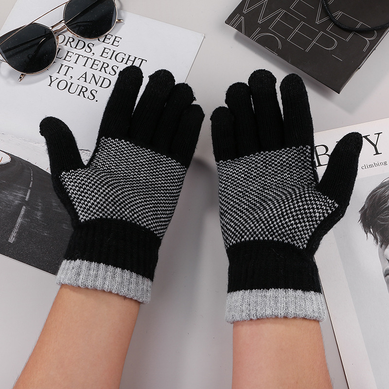 New Women's Winter Fleece-Lined Warm Gloves Flip Gloves Cartoon Cute Touch Screen Open Finger Half-Finger Riding Gloves