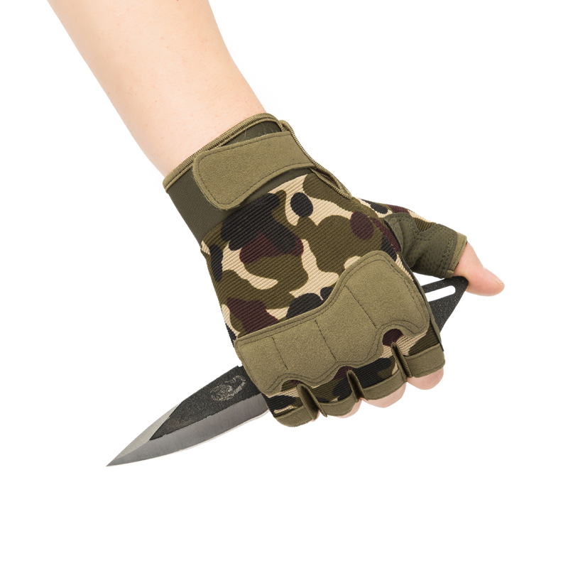 Men&#039;s Army Fan Half-Finger Riding Gloves Outdoor Tactics Anti-Cut Fighting Mountaineering Field Training Half Finger Paratrooper Gloves
