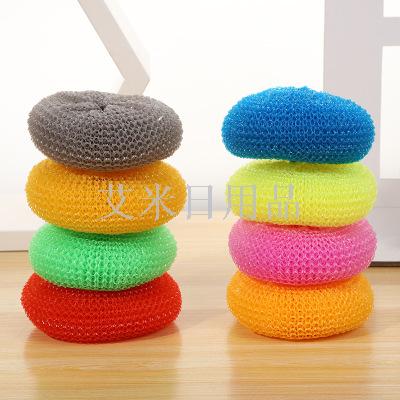 6g6 green color plastic wire cleaning ball pp fiber woven tennis ball wholesale brush pot