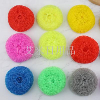 6g3 sets of eco-friendly colored plastic wire cleaning ball pet/pp fiber woven tennis ball wholesale brush pot