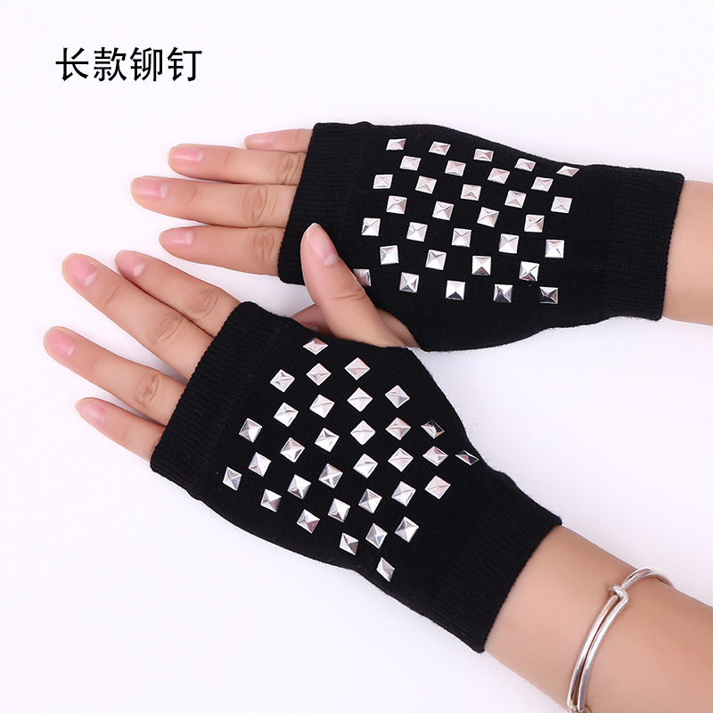 2018 new cool water drill rivet student open-finger sailor dance gloves five-coded star half-finger knitted gloves 2018 new cool water drill rivet student open-finger sailor dance gloves five-coded star half-finger knitted gloves