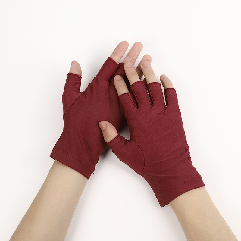 Spandex half-finger gloves women&#039;s thin spring/summer dance performance Manicure seven high snap paste hands sweat
