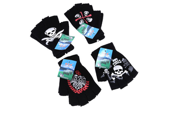 Acrylic fibers black half-finger gloves with rubber dimples LJY-048 Acrylic fibers black half-finger gloves with rubber dimples LJY-048