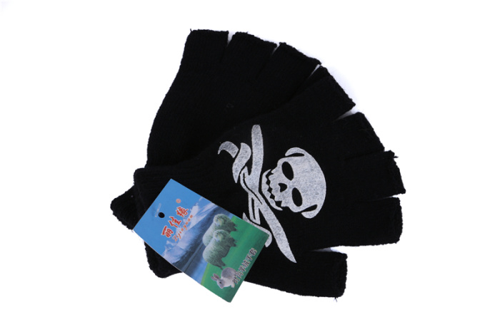 Acrylic fibers black half-finger gloves with rubber dimples LJY-048 Acrylic fibers black half-finger gloves with rubber dimples LJY-048