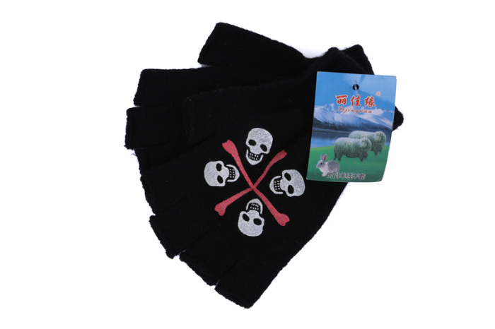 Acrylic fibers black half-finger gloves with rubber dimples LJY-048 Acrylic fibers black half-finger gloves with rubber dimples LJY-048