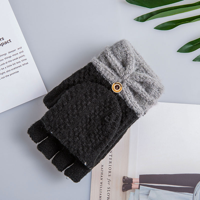 Gloves flip bow-tie Korean version of warm gloves half-finger gloves manufacturers direct Gloves flip bow-tie Korean version of warm gloves half-finger gloves manufacturers direct