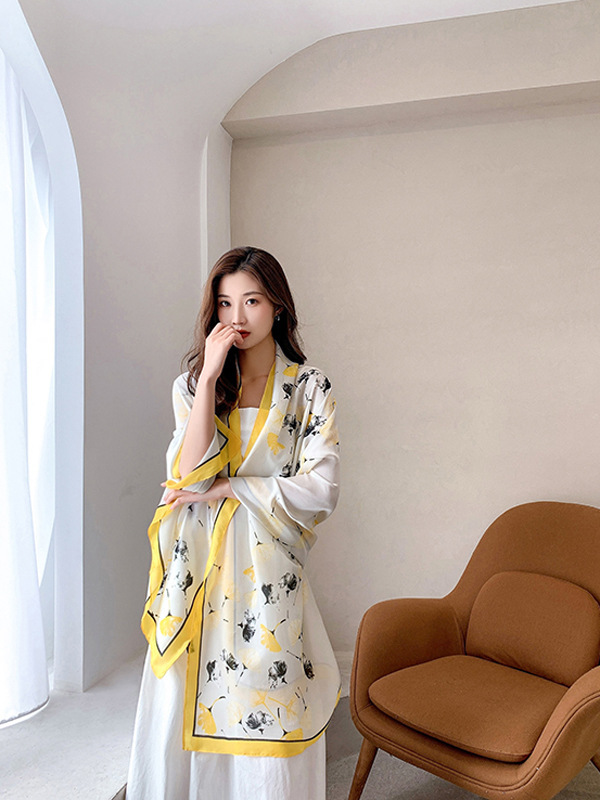 Large Silk Scarf Women's Summer Gift Beach Towel Sunscreen Scarf New Silk Satin Emulation Silk Scarf Sunshade Shawl Scarf Large Silk Scarf Women's Summer Gift Beach Towel Sunscreen Scarf New Silk Satin Emulation Silk Scarf Sunshade Shawl Scarf