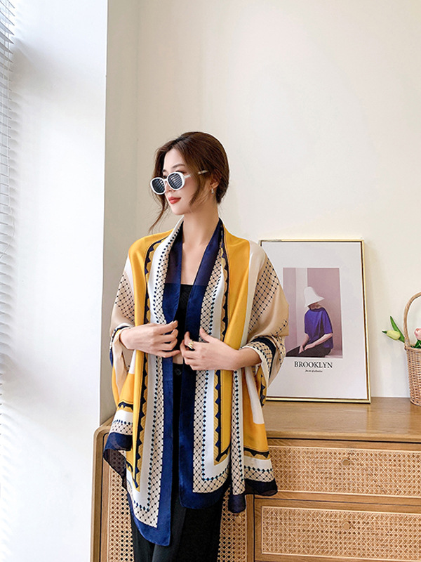 Large Silk Scarf Women's Summer Gift Beach Towel Sunscreen Scarf New Silk Satin Emulation Silk Scarf Sunshade Shawl Scarf Large Silk Scarf Women's Summer Gift Beach Towel Sunscreen Scarf New Silk Satin Emulation Silk Scarf Sunshade Shawl Scarf