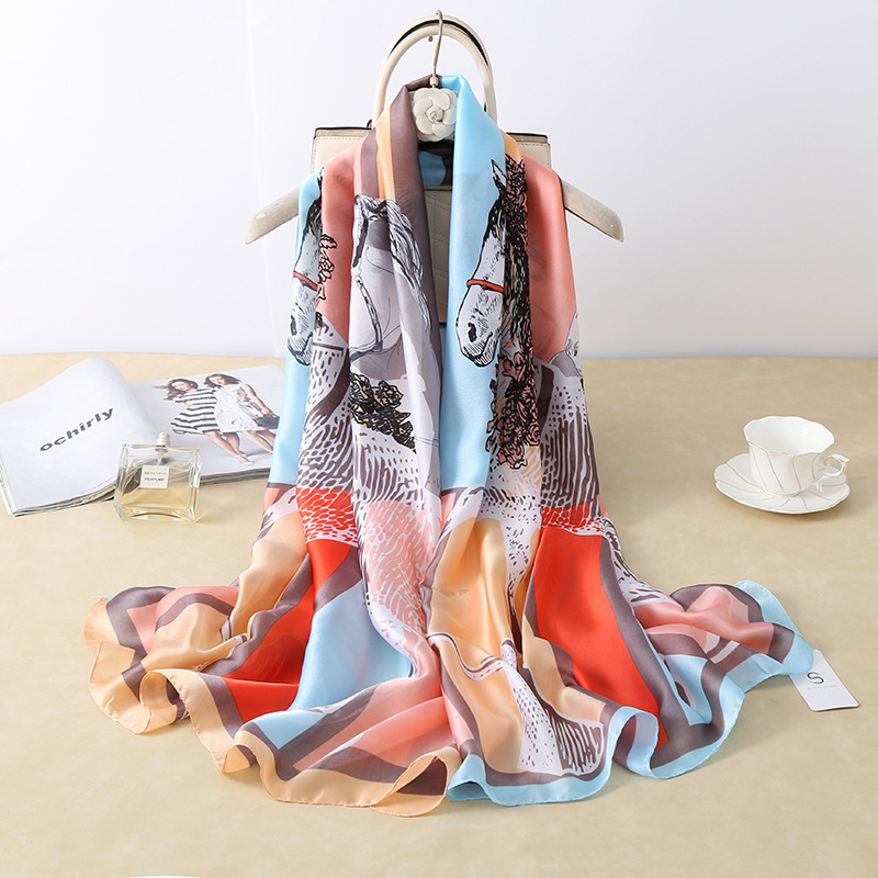 Large Silk Scarf Women's Summer Gift Beach Towel Sunscreen Scarf New Silk Satin Emulation Silk Scarf Sunshade Shawl Scarf Large Silk Scarf Women's Summer Gift Beach Towel Sunscreen Scarf New Silk Satin Emulation Silk Scarf Sunshade Shawl Scarf