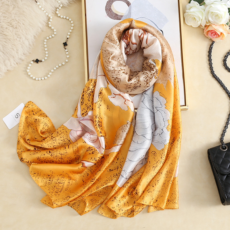 Large Silk Scarf Women's Summer Gift Beach Towel Sunscreen Scarf New Silk Satin Emulation Silk Scarf Sunshade Shawl Scarf Large Silk Scarf Women's Summer Gift Beach Towel Sunscreen Scarf New Silk Satin Emulation Silk Scarf Sunshade Shawl Scarf