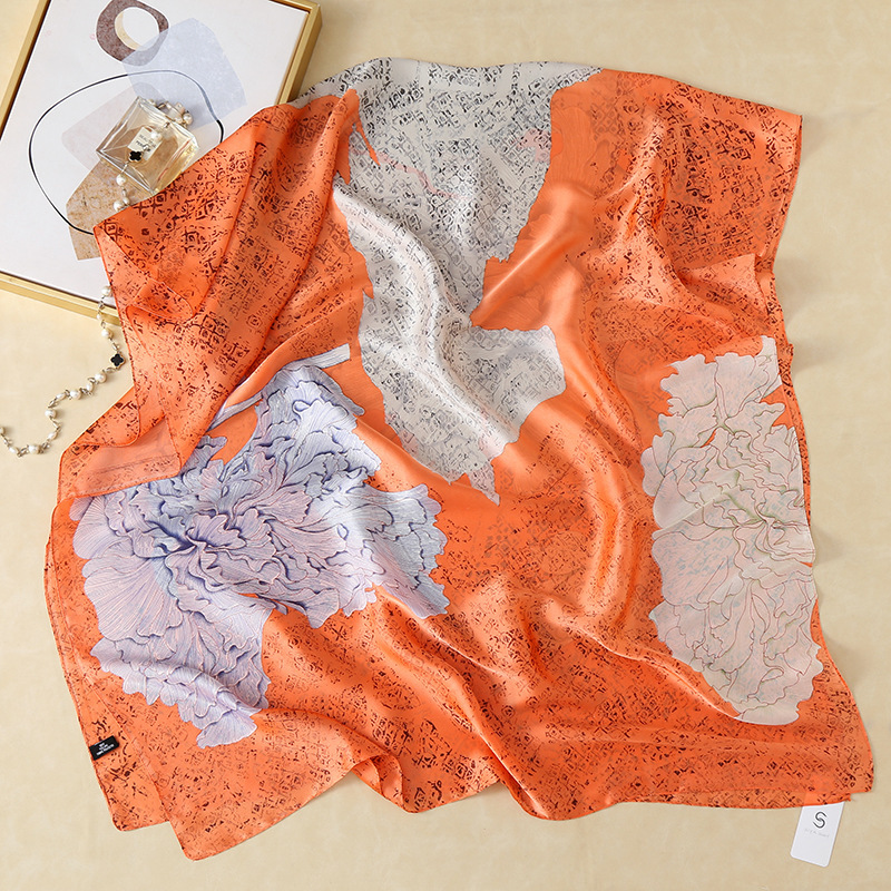 Large Silk Scarf Women's Summer Gift Beach Towel Sunscreen Scarf New Silk Satin Emulation Silk Scarf Sunshade Shawl Scarf Large Silk Scarf Women's Summer Gift Beach Towel Sunscreen Scarf New Silk Satin Emulation Silk Scarf Sunshade Shawl Scarf