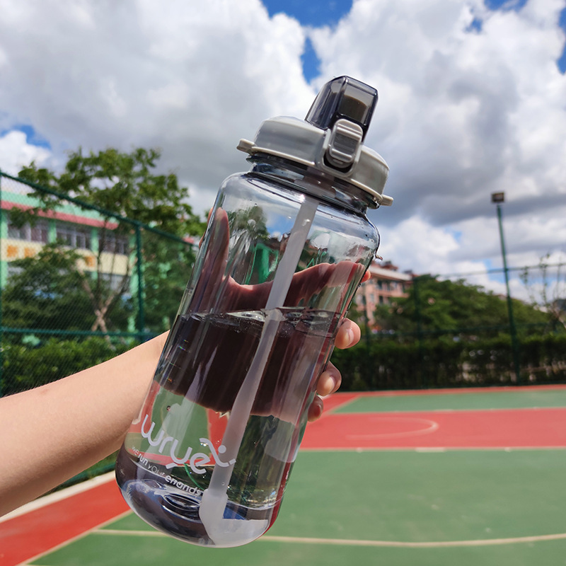 Summer Sports Cup Outdoor Bounce Sports Bottle Large Capacity Cup with Rope Handle Portable with Straw Pc Plastic Cup
