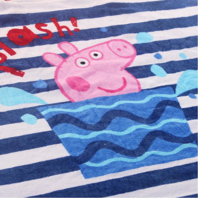 Korean Cartoon Piggy Children's Pullover Bathrobe Super Soft Absorbent Printed Cut Velvet Beach Towel Pure Cotton Towel Material Bath Towel