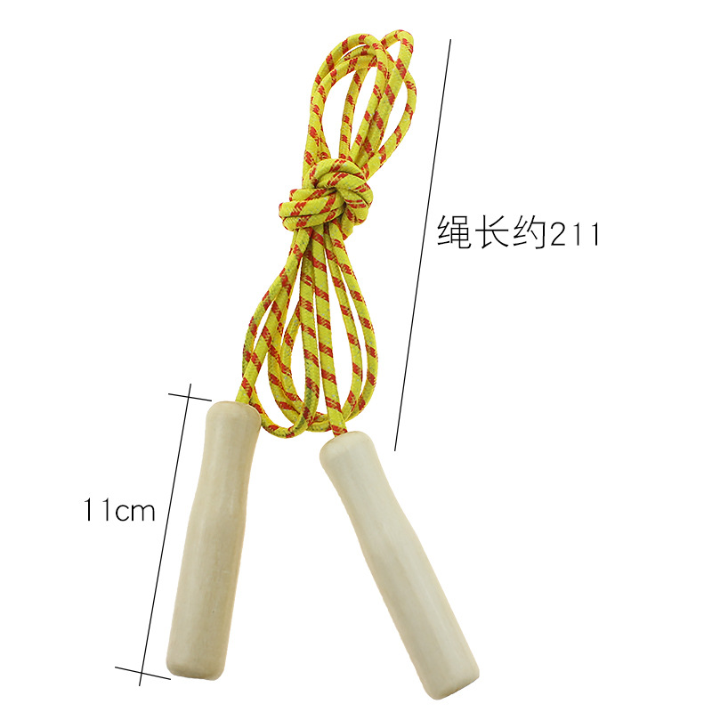 Factory Direct Sales Wooden Handle Skipping Rope Children&#039;s Sports Leisure Toys Student Sports Supplies Nylon Skipping Rope with Wooden Handle
