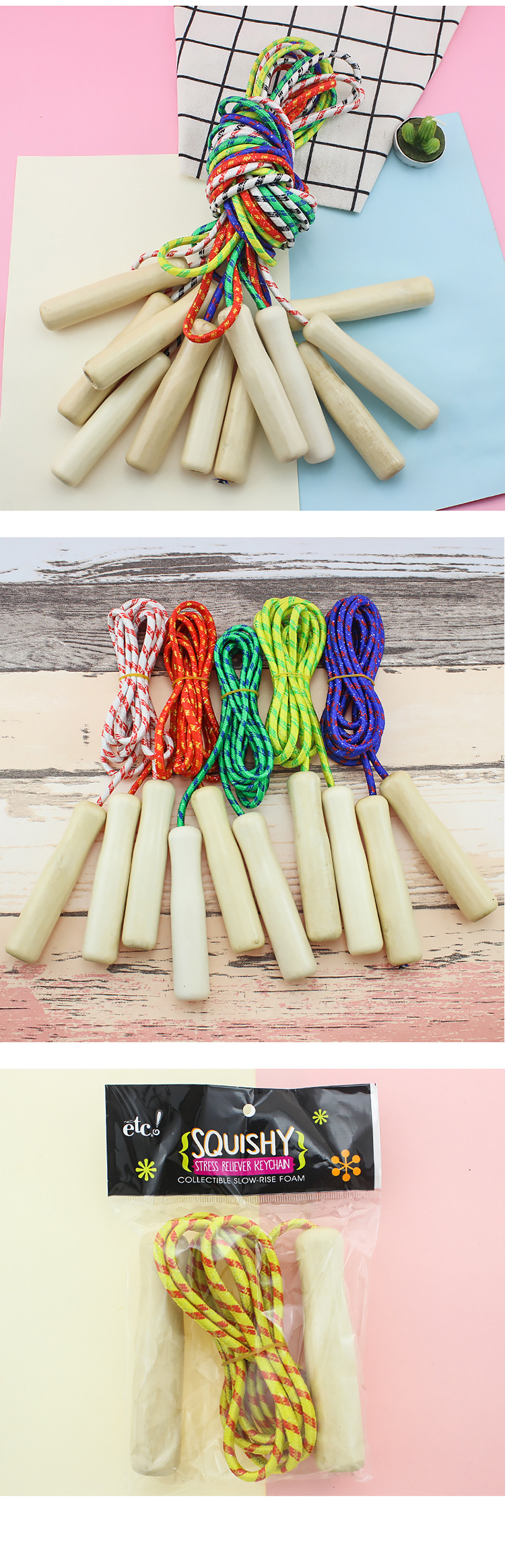 Factory Direct Sales Wooden Handle Skipping Rope Children's Sports Leisure Toys Student Sports Supplies Nylon Skipping Rope with Wooden Handle Factory Direct Sales Wooden Handle Skipping Rope Children's Sports Leisure Toys Student Sports Supplies Nylon Skipping Rope with Wooden Handle