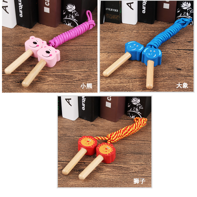 Cartoon Children's Wooden Skipping Rope Primary School Kindergarten Children Skipping Rope Fitness Baby Animal Skipping Rope Outdoor