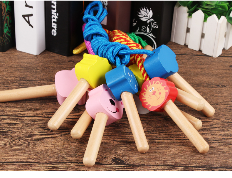 Cartoon Children's Wooden Skipping Rope Primary School Kindergarten Children Skipping Rope Fitness Baby Animal Skipping Rope Outdoor