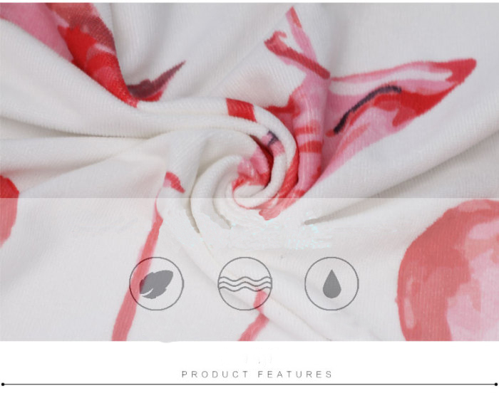 Active Printing Crane Round Beach Towel Microfiber Blanket with Tassel Yoga Mat