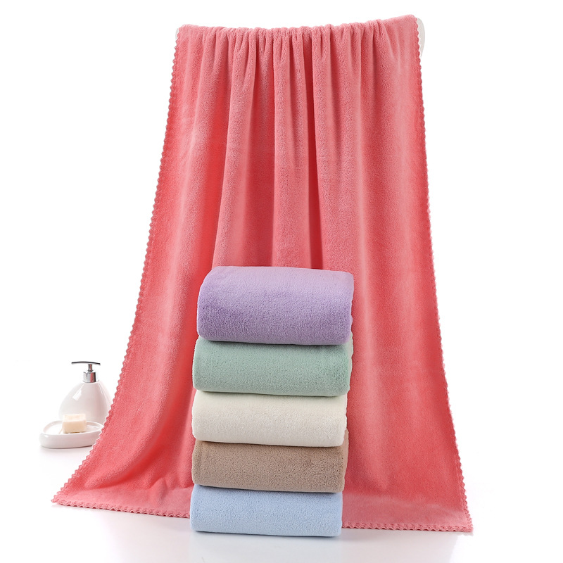 Direct Wholesale Cut Coral Fleece Bath Towel Absorbent Household plus-Sized Shower Bath Towel Beach Towel Gift Logo Customization