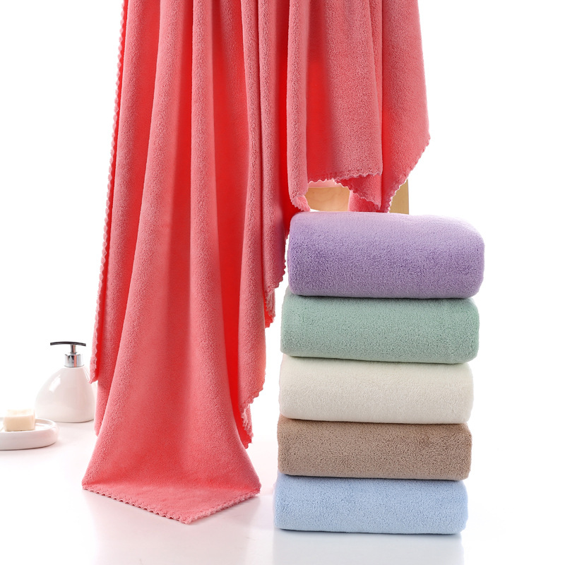 Direct Wholesale Cut Coral Fleece Bath Towel Absorbent Household plus-Sized Shower Bath Towel Beach Towel Gift Logo Customization