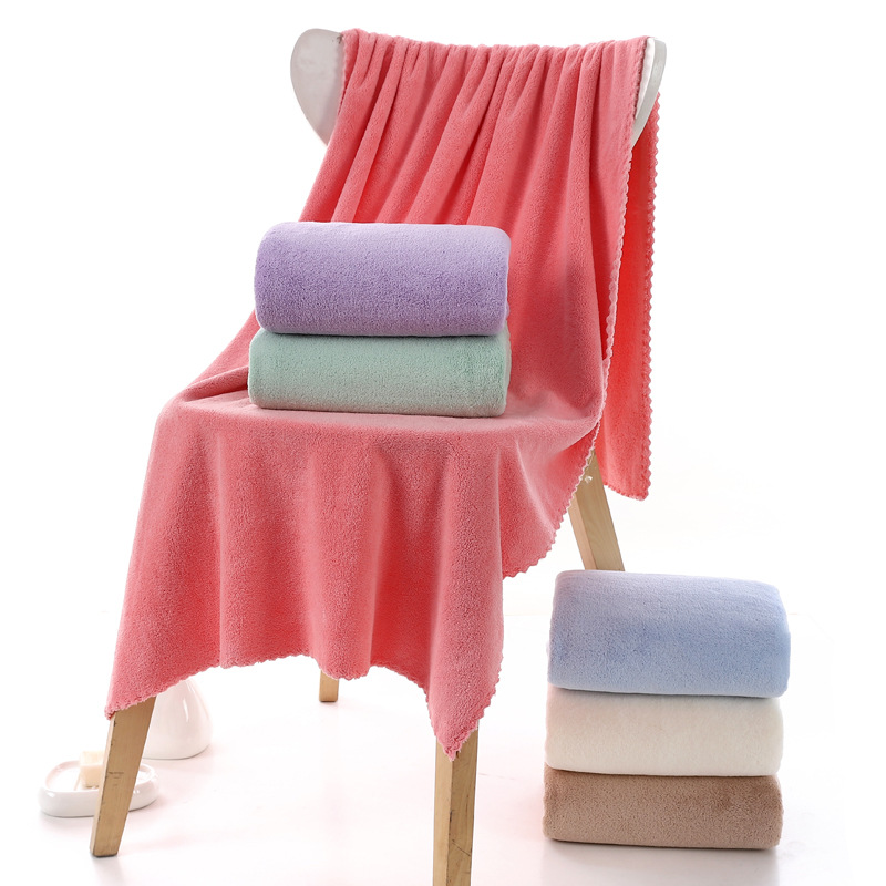 Direct Wholesale Cut Coral Fleece Bath Towel Absorbent Household plus-Sized Shower Bath Towel Beach Towel Gift Logo Customization