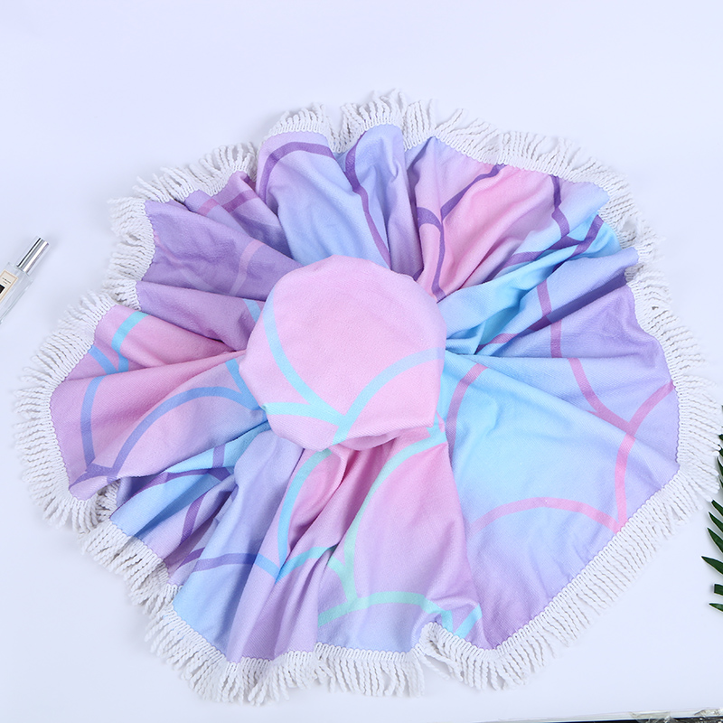 Zhongyue super fine fiber digital printing beach towel round towel adult quick drying warm water towel swimming bath towel